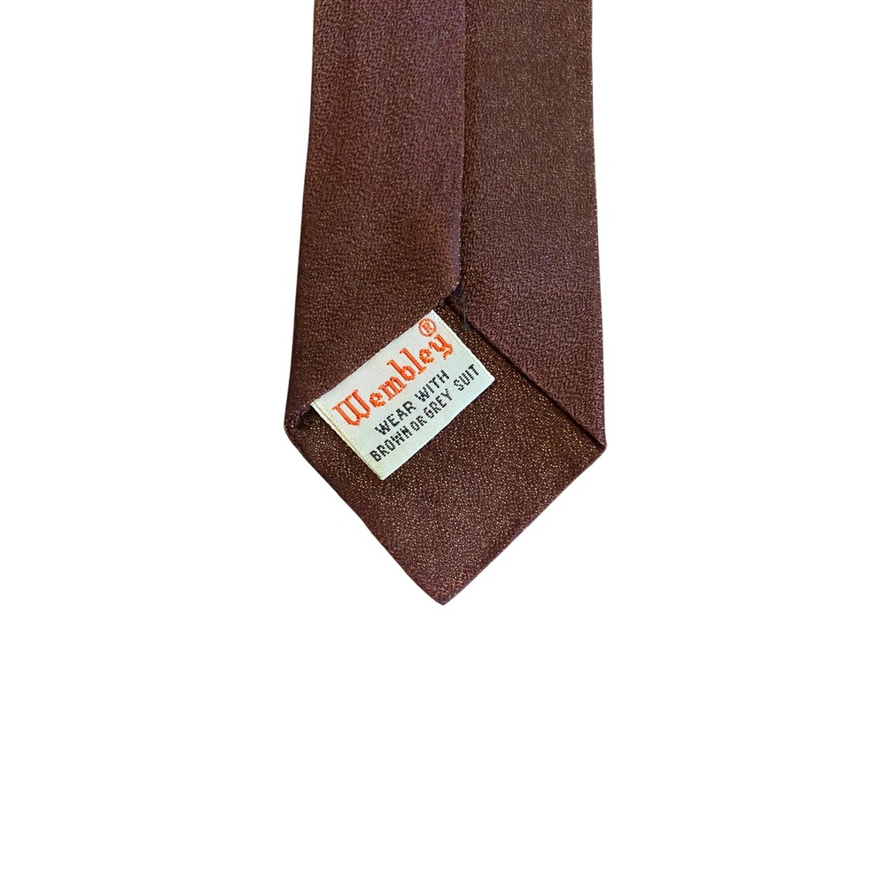 Vintage‎ Wembley Burgundy Brown Textured Skinny Necktie Solid Retro Formal Tie